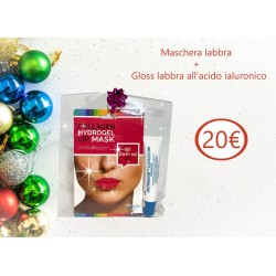 maschera labbra con gloss labbra all'acido hialuronico